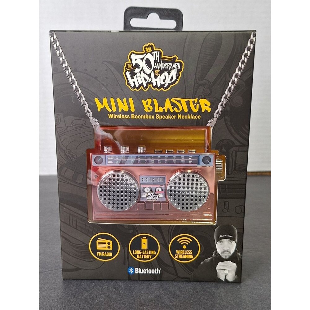 50th Anniversary Of Hip Hop Mini Blaster Wireless Boombox Speaker Necklace RAP